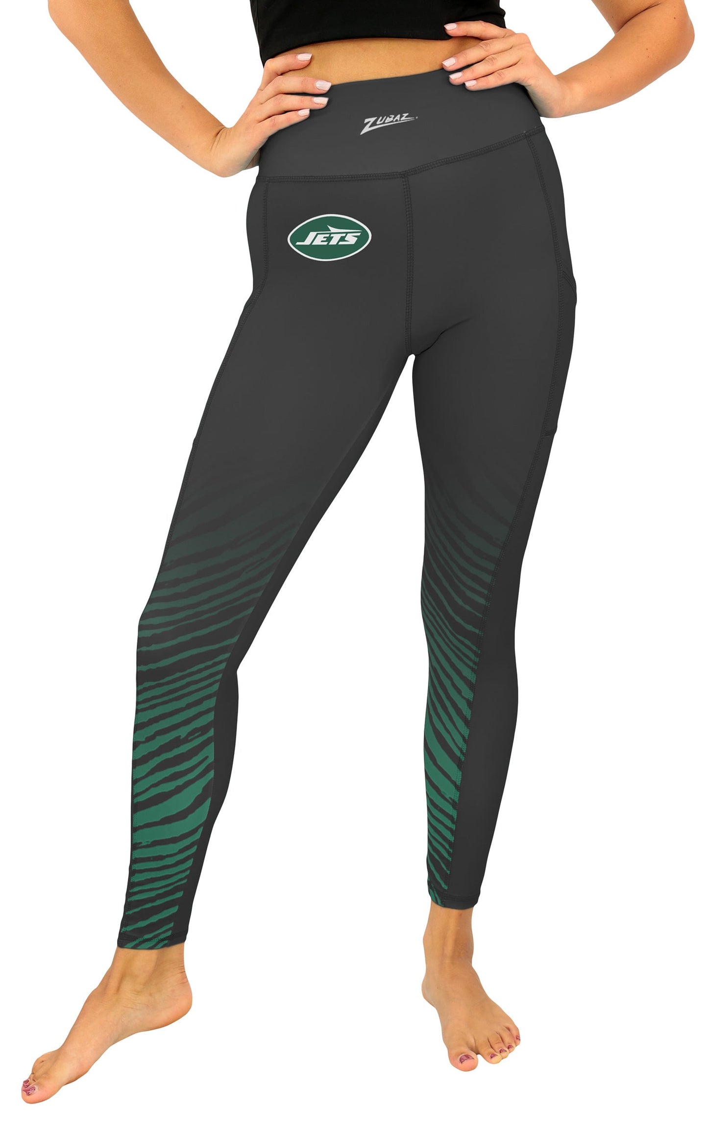 Zubaz NFL Women's Fade Primary Logo Leggings, New York Jets