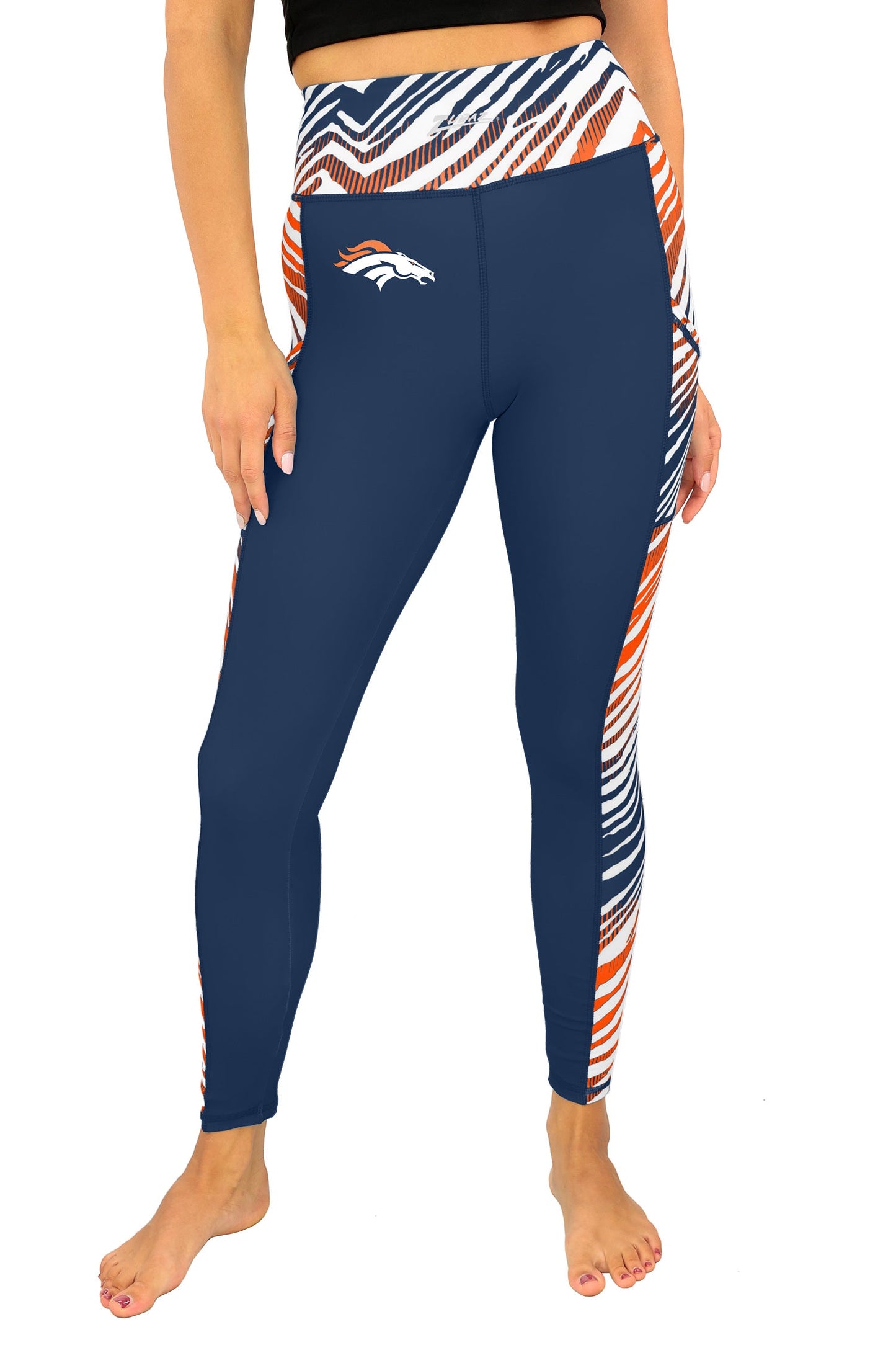 Zubaz NFL Women's Elevated Zebra Ombre Leggings, Denver Broncos