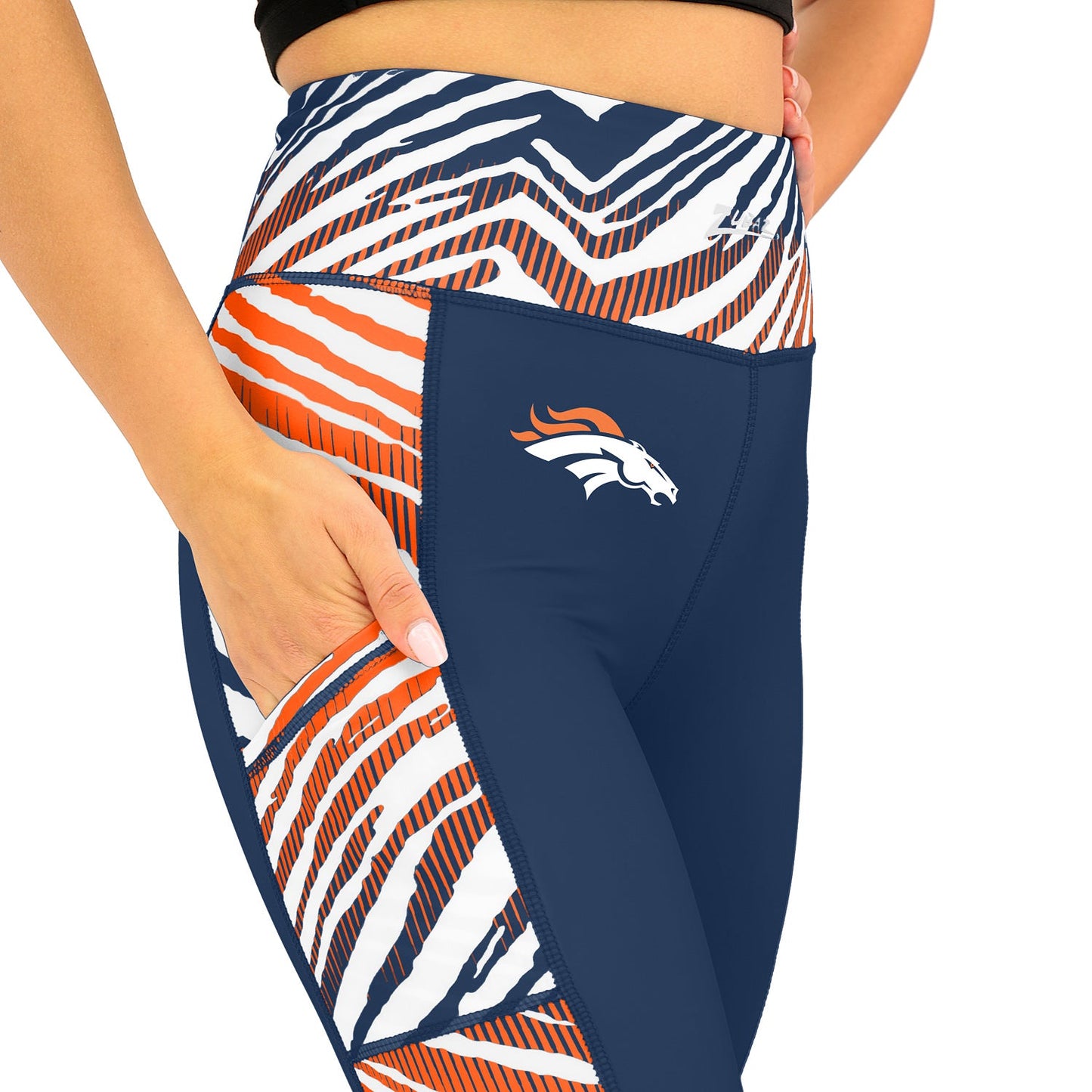 Zubaz NFL Women's Elevated Zebra Ombre Leggings, Denver Broncos