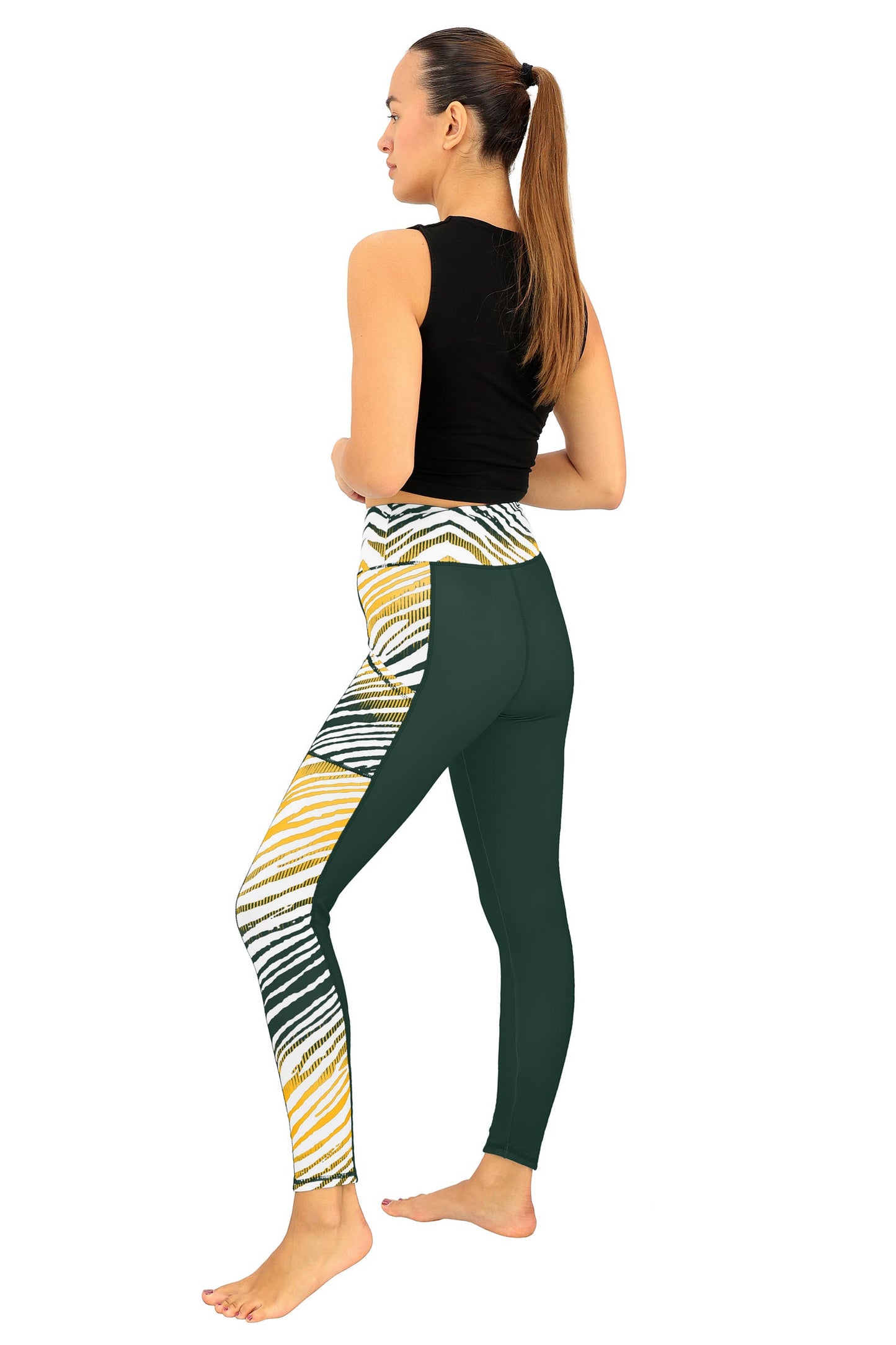 Zubaz NFL Women's Elevated Zebra Ombre Leggings, Green Bay Packers