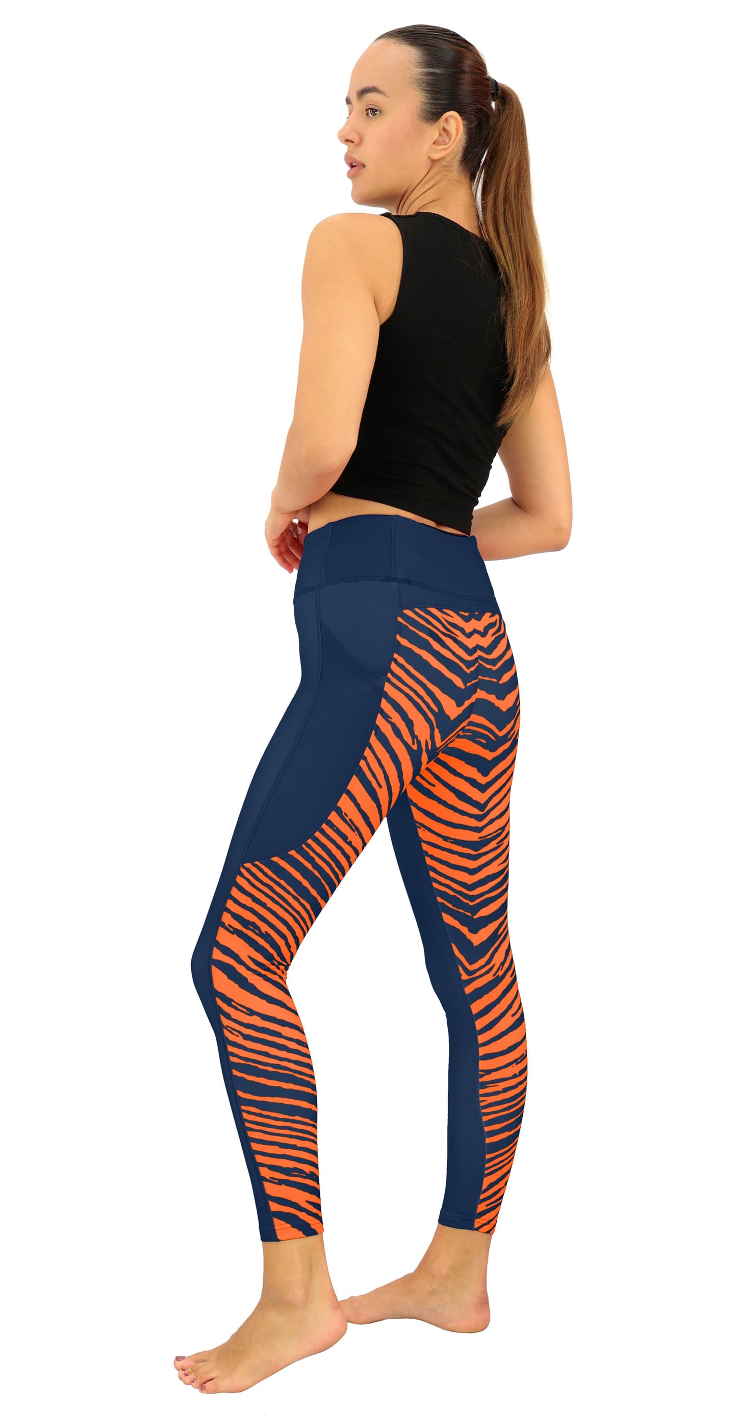 Zubaz NFL Women's 2 Color Zebra Fleece Lined Leggings, Denver Broncos