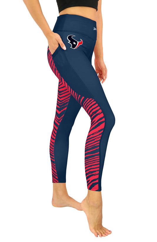 Zubaz NFL Women's 2 Color Zebra Fleece Lined Leggings, Houston Texans