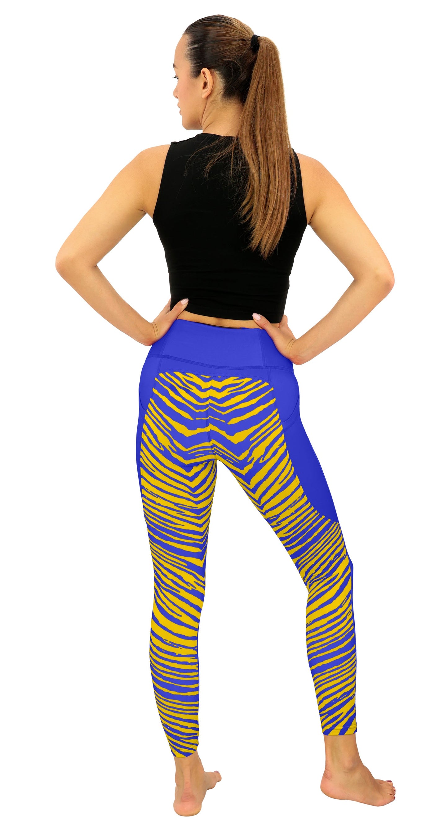 Zubaz NFL Women's 2 Color Zebra Fleece Lined Leggings, Los Angeles Rams