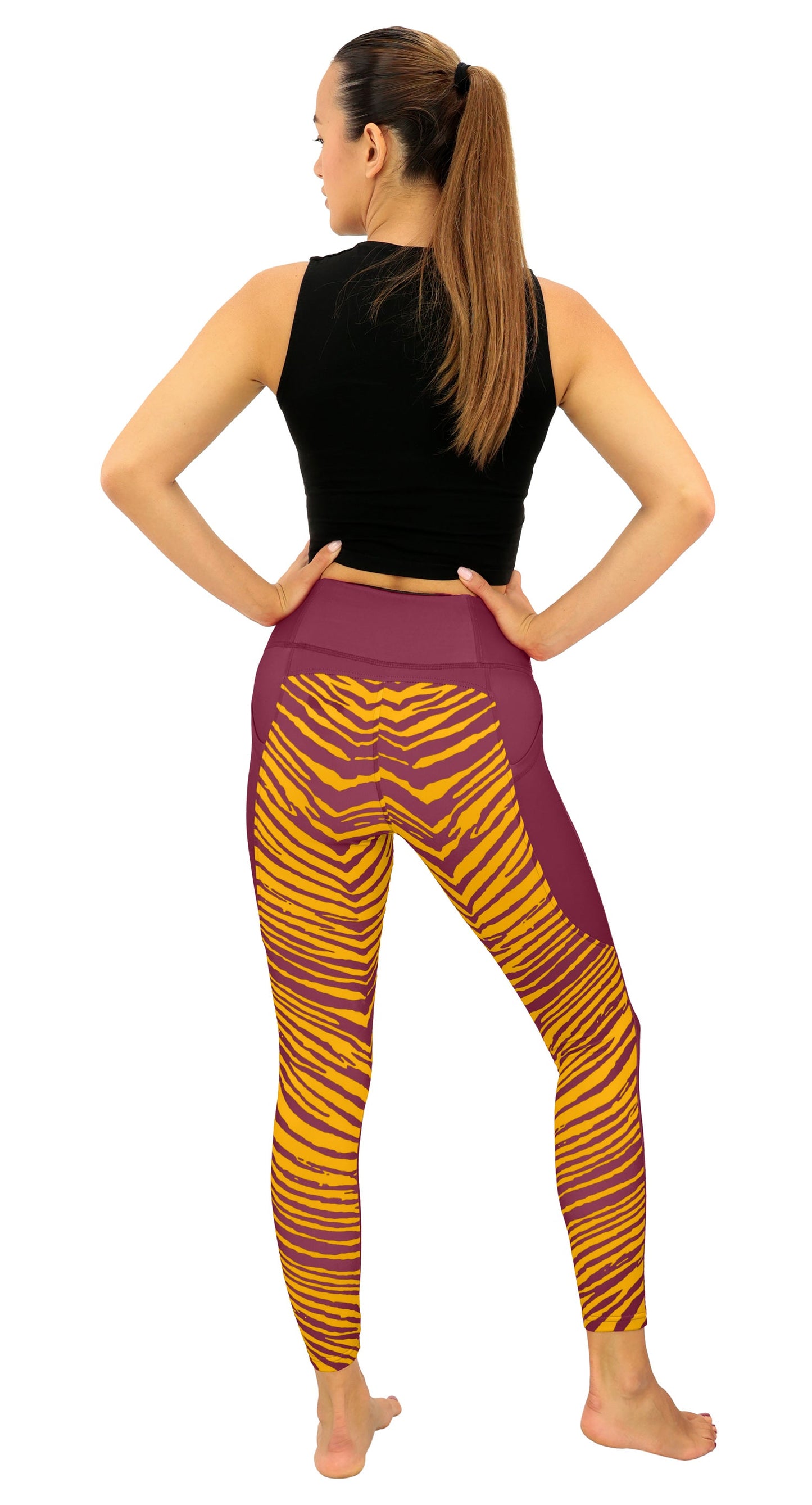 Zubaz NFL Women's 2 Color Zebra Fleece Lined Leggings, Washington Commanders