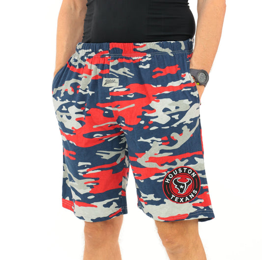 Zubaz NFL Adult Unisex Z88 Embroidered Alt Camo Shorts, Houston Texans