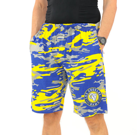 Zubaz NFL Adult Unisex Z88 Embroidered Alt Camo Shorts, Los Angeles Rams