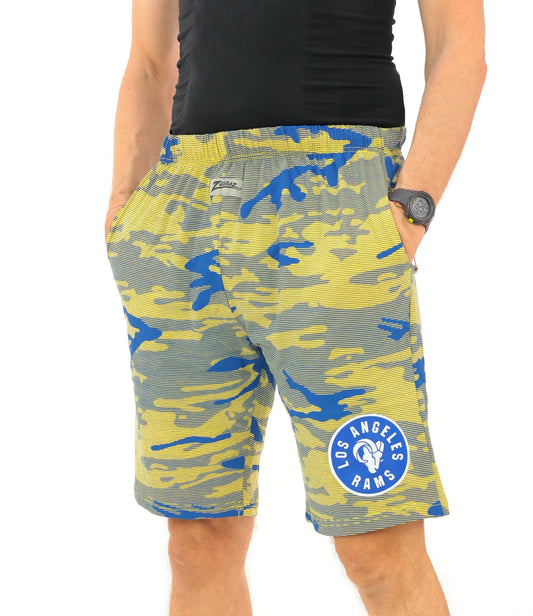 Zubaz NFL Adult Unisex Z88 Camo Lines Shorts, Los Angeles Rams