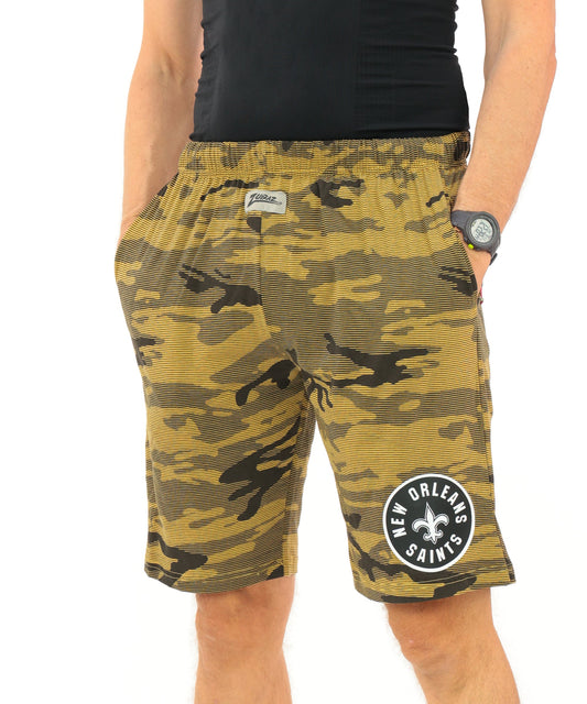Zubaz NFL Adult Unisex Z88 Camo Lines Shorts, New Orleans Saints