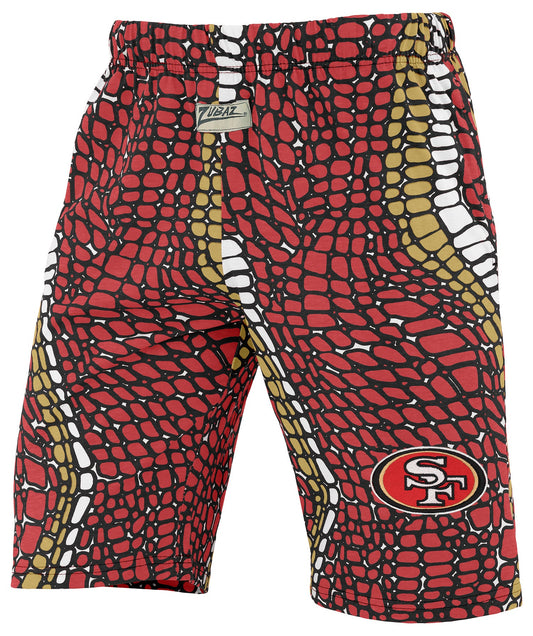 Zubaz NFL Adult Unisex Z88 Embroidered Gator 3 Color Shorts, San Francisco 49ers