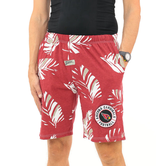 Zubaz NFL Adult Unisex Z88 Embroidered Leaf 3 Team Color Shorts, Arizona Cardinals