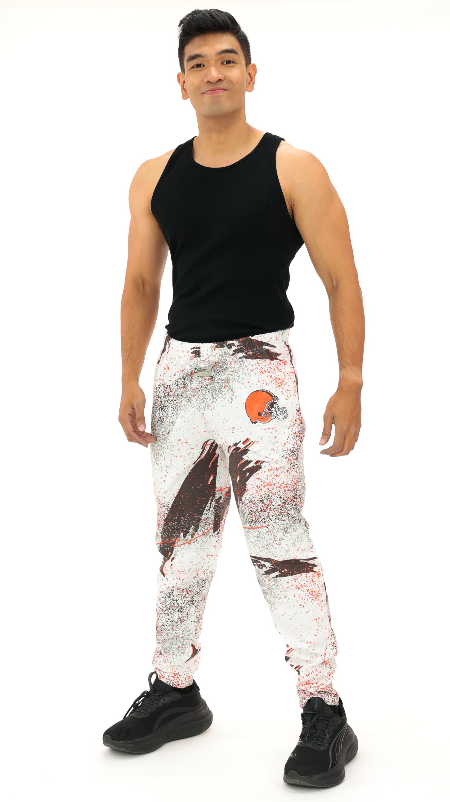 Zubaz NFL Adult Unisex Z88 Embroidered Confetti 3 Color Pants, Cleveland Browns