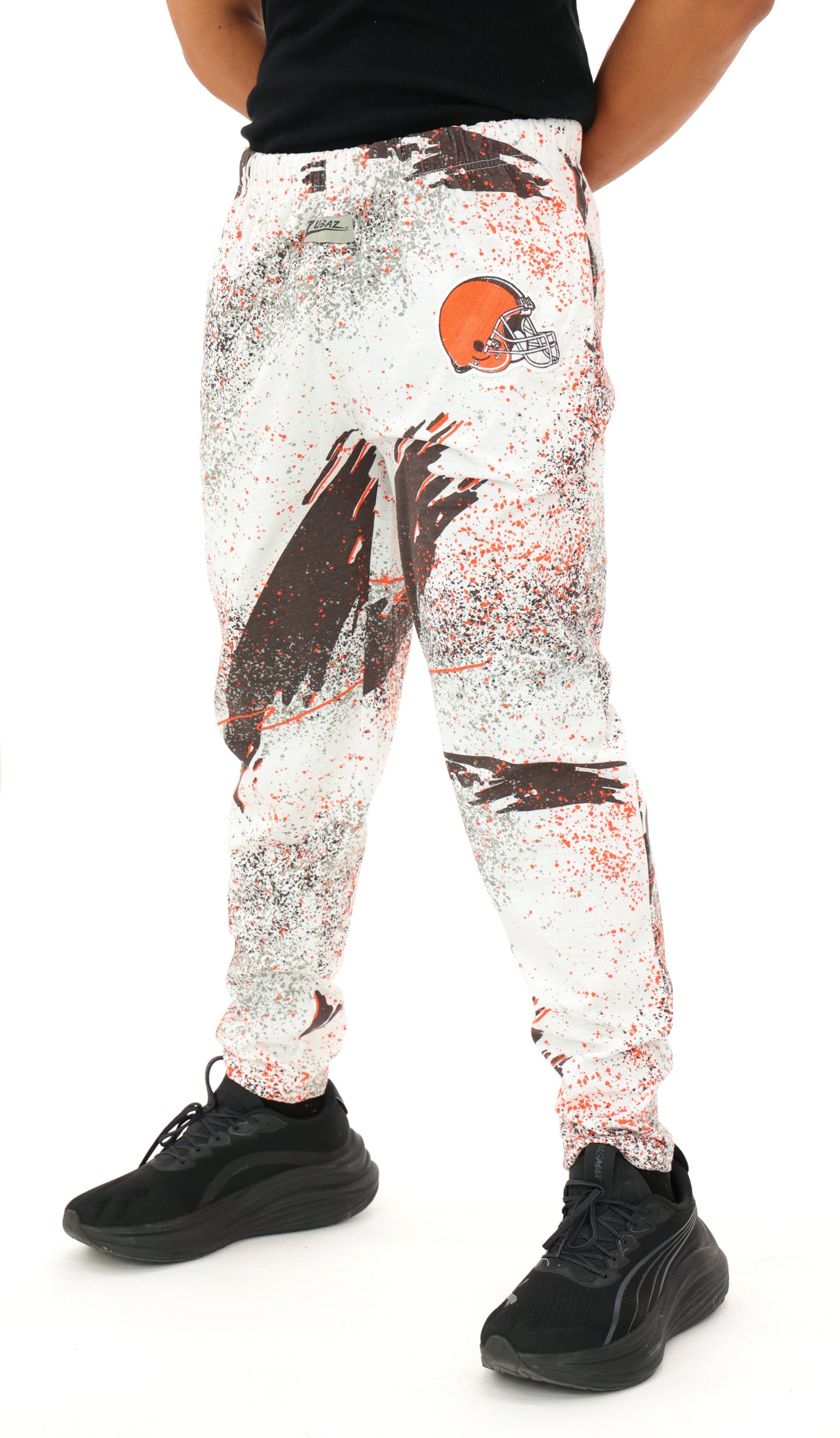 Zubaz NFL Adult Unisex Z88 Embroidered Confetti 3 Color Pants, Cleveland Browns