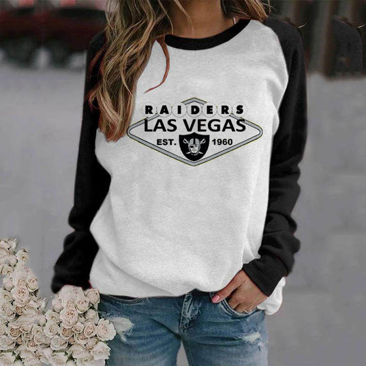 Fashion stitching Vintage Print crew neck Sweatshirt