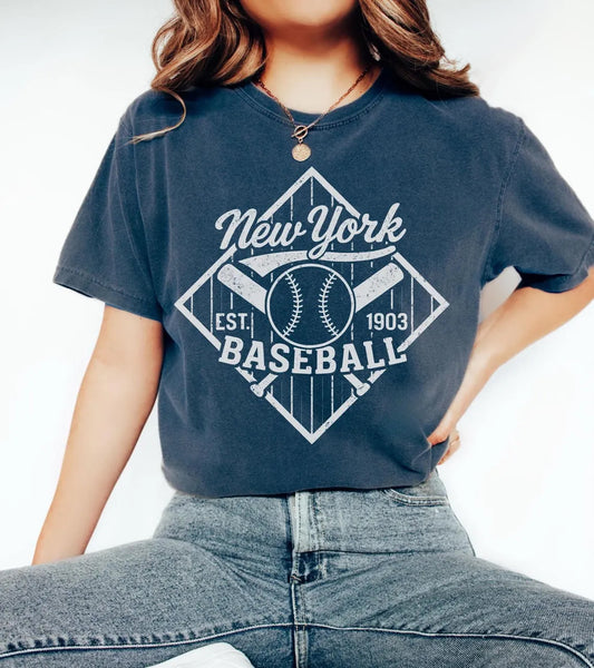 Retro New York Baseball Comfort Colors T-Shirt