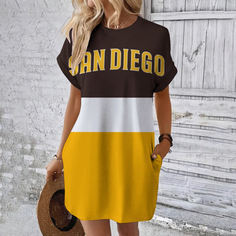 San Diego Padres Hidden Pocket Short Sleeve Tee Dress