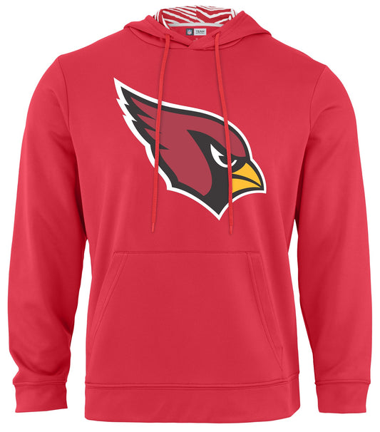 Zubaz NFL Men's Arizona Cardinals Team Color Primary Logo With Zebra Hood Liner