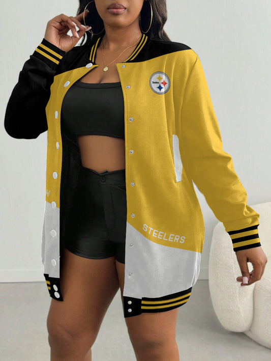 Pittsburgh Steelers Women's Limited Edition Button Down Long Sleeve Jacket Dress