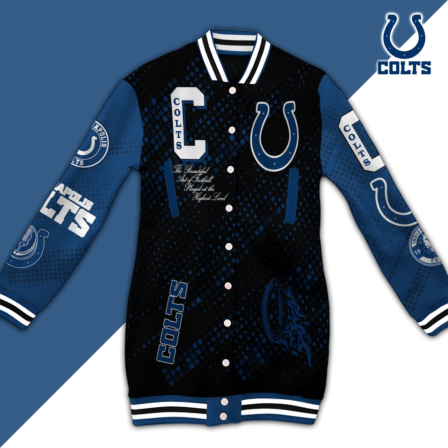 Indianapolis Colts Limited Edition Button Down Long Sleeve Jacket Dress