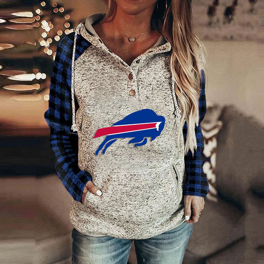 casual loose stitched print Hoodie