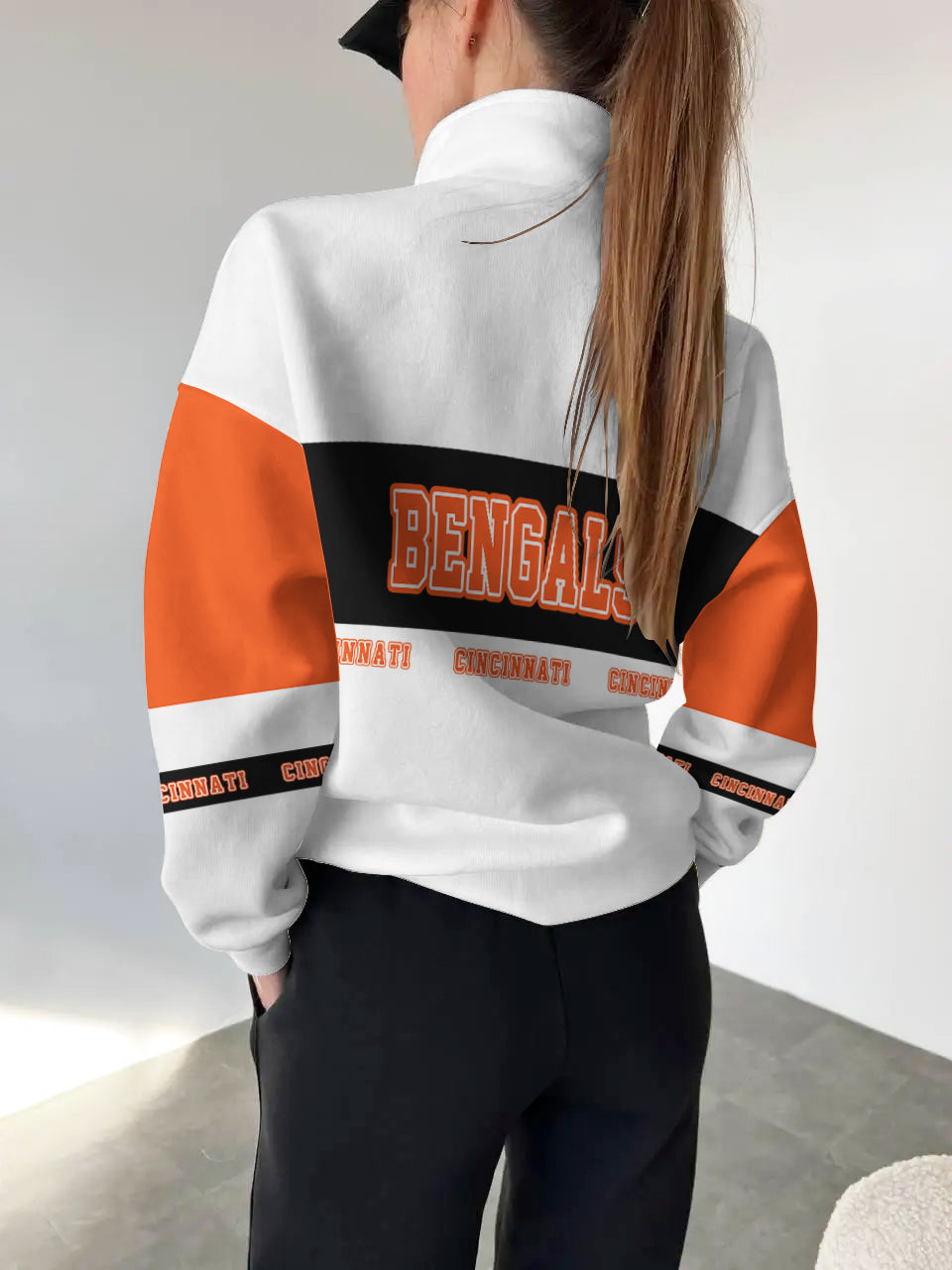 Cincinnati Bengals  2025 New Design Casual Snap  Mockneck Pullover