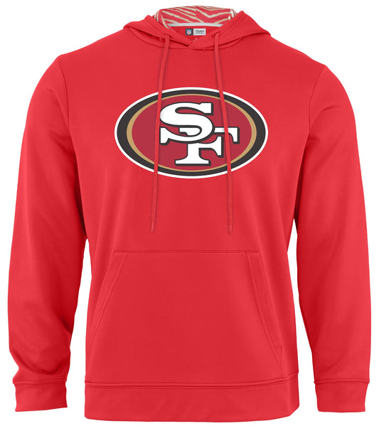 Zubaz NFL Men's San Francisco 49ers Team Color Primary Logo With Zebra Hood Liner
