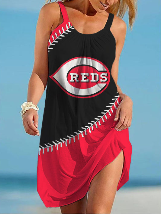 Reds Round neck sleeveless printed dress