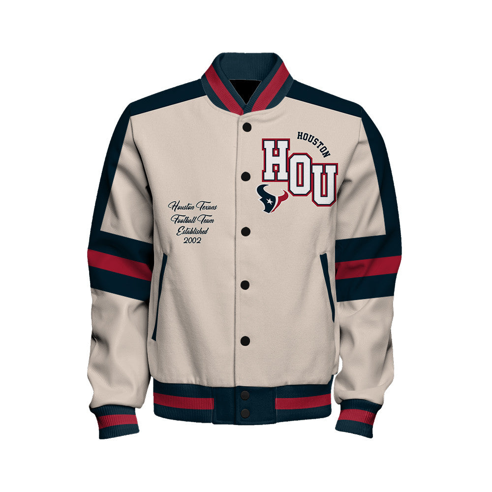 Houston Texans Football Team 2025 -26 Feel The Power Unisex Varsity Jacket