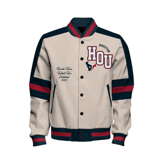 Houston Texans Football Team 2025 -26 Feel The Power Unisex Varsity Jacket