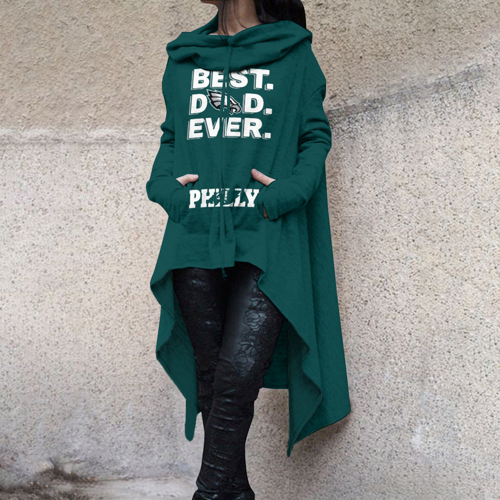 Fashionable Print Irregular Long Sleeve Sweatshirt