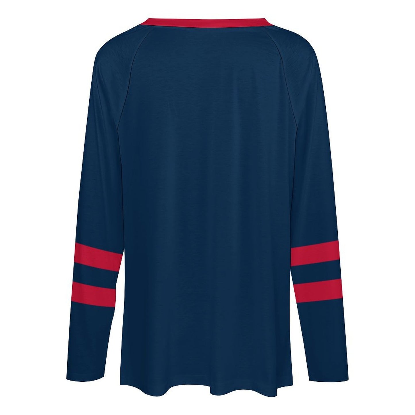 New England Patriots Women's V-neck Double-layered Long-sleeved Loose T-shirt