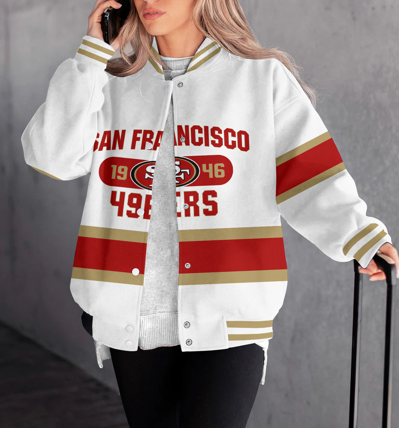 San Francisco 49ers Women's Long Pass Full- Snap Casual Jacket