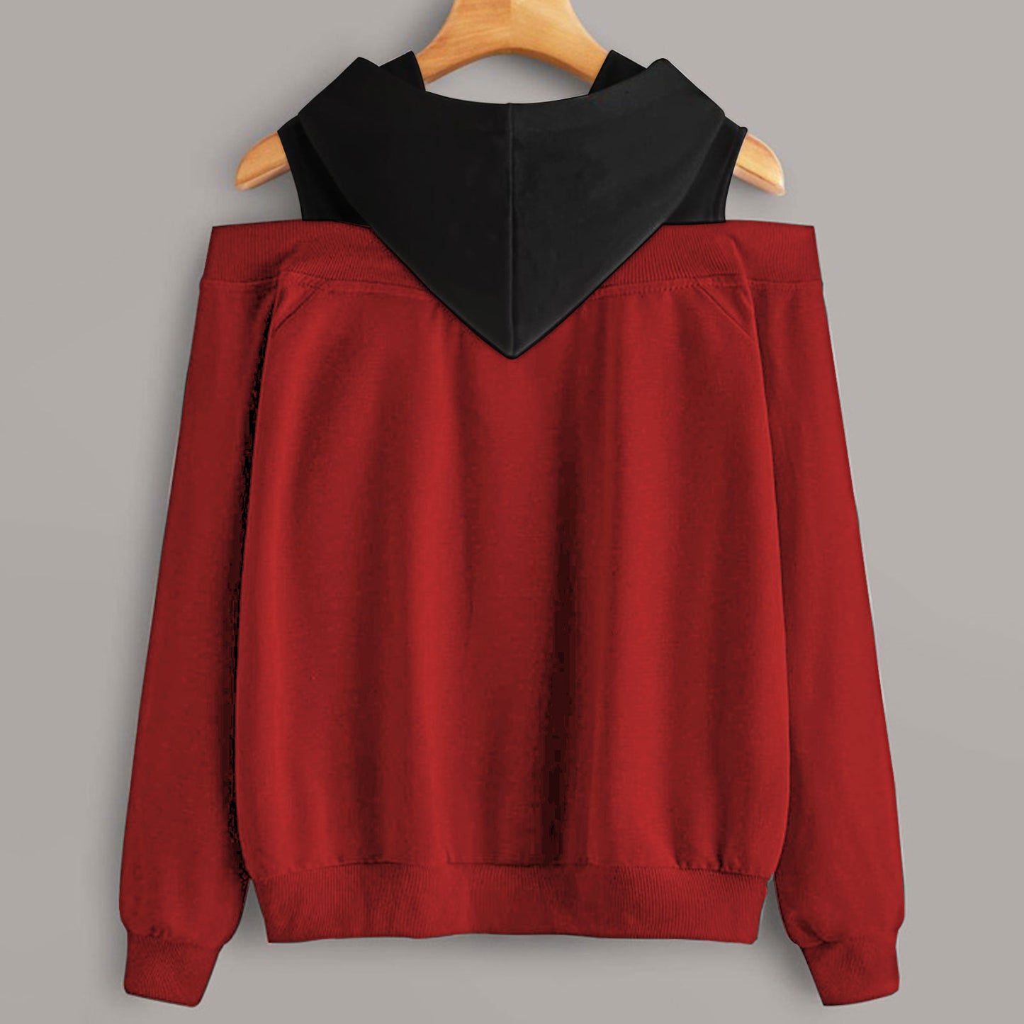 2 In 1 Colorblock Cold Shoulder Hoodie