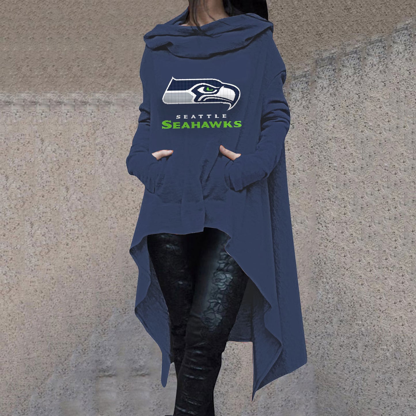 Fashionable Print Irregular Long Sleeve Sweatshirt