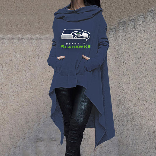 Fashionable Print Irregular Long Sleeve Sweatshirt