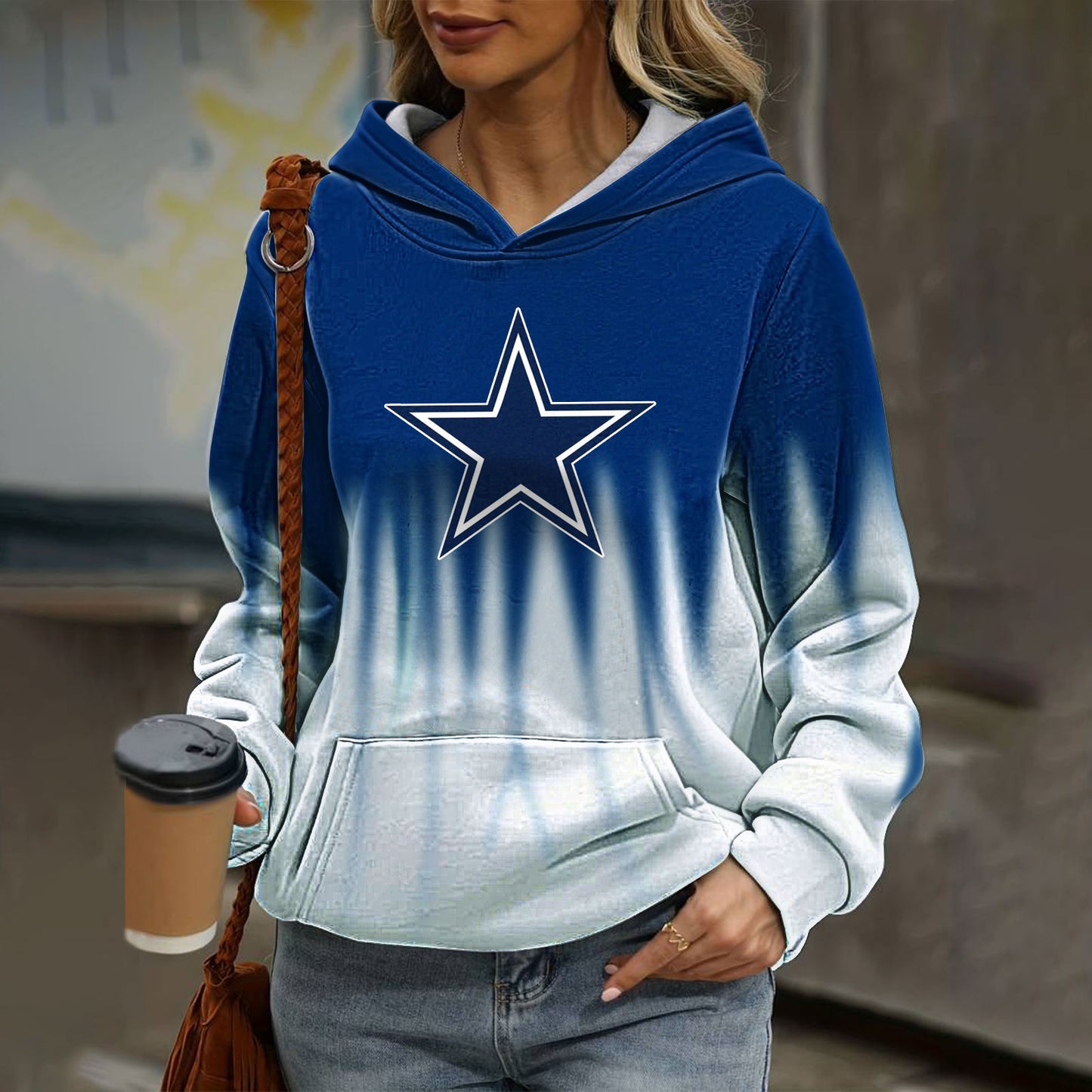 Casual loose contrast printed Hoodie