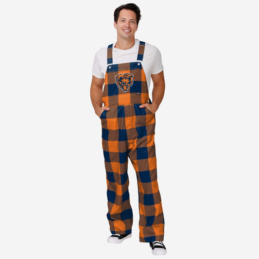 Chicago Bears Mens Plaid Bib Overalls