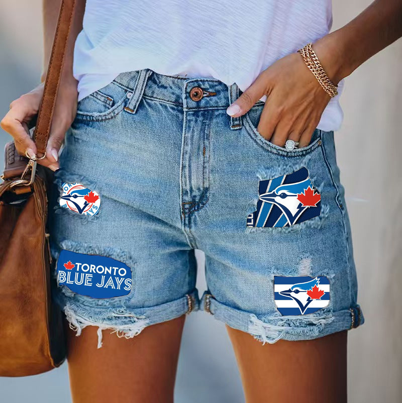 Distressed Cutoff Denim Shorts - Women