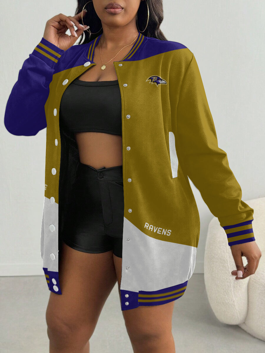 Baltimore Ravens Women's Limited Edition Button Down Long Sleeve Jacket Dress