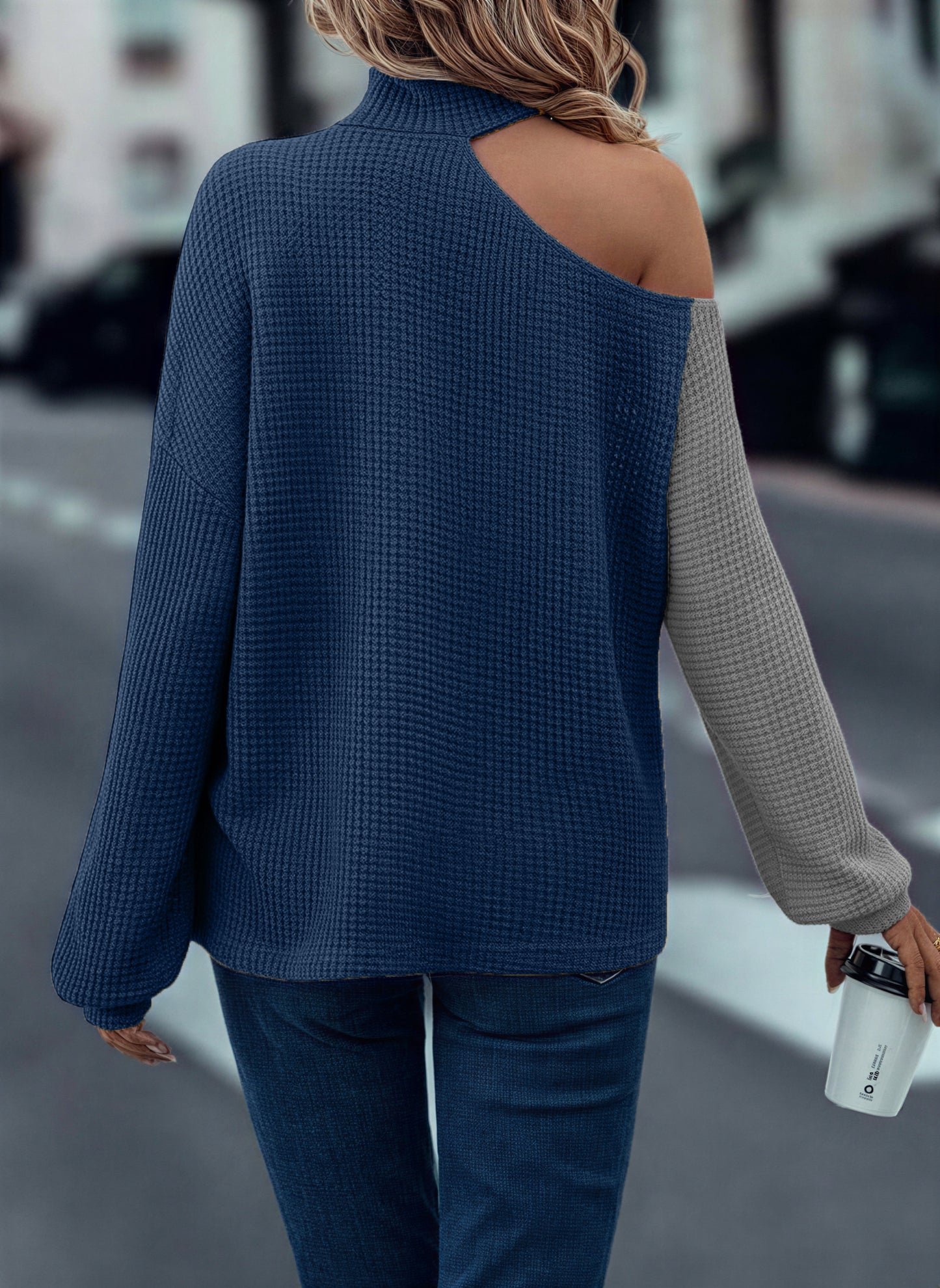 Casual Colorblock Off Shoulder T-Shirt