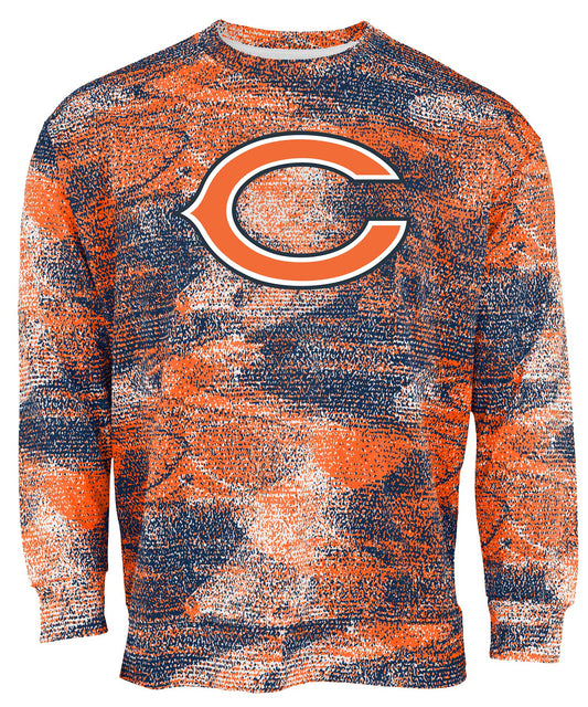 Zubaz NFL Men's Team Logo Static Crew Neck Sweatshirt Chicago Bears