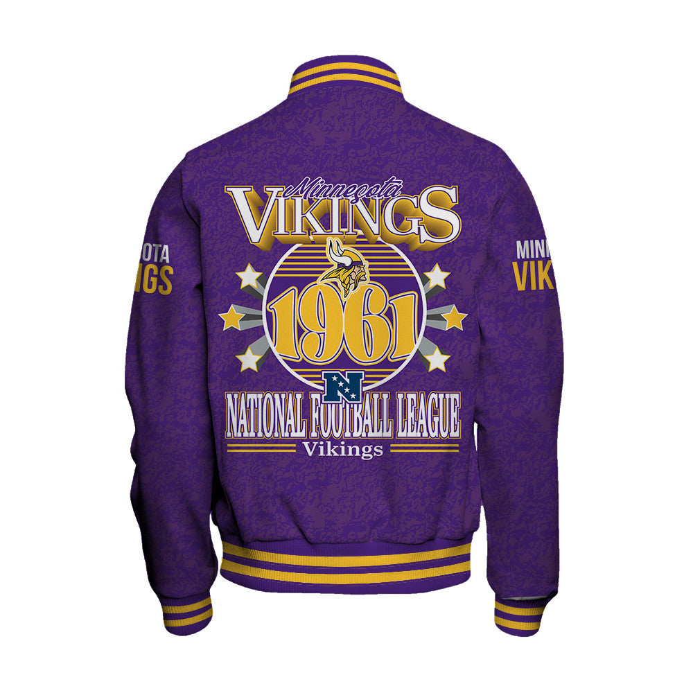Minnesota Vikings Football Team 2025 -26 Super Durable Unisex Varsity Jacket