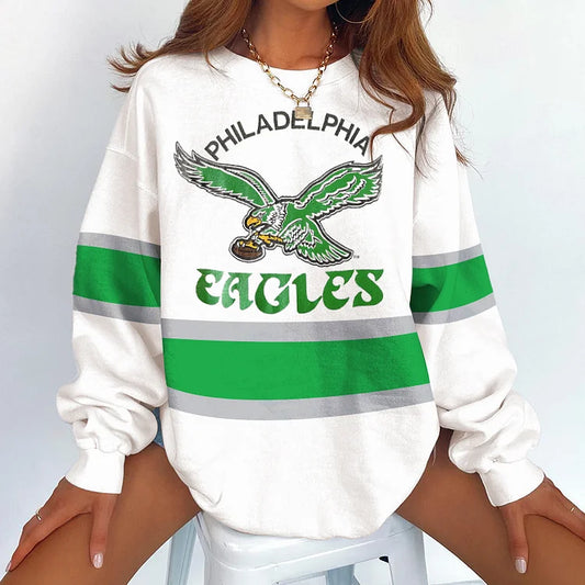 Fashion Printed Round Neck Raglan Sleeve Sweatshirt