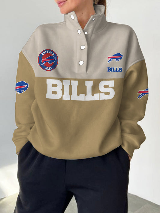 Buffalo Bills 2025 New Design Casual Snap  Mockneck Pullover