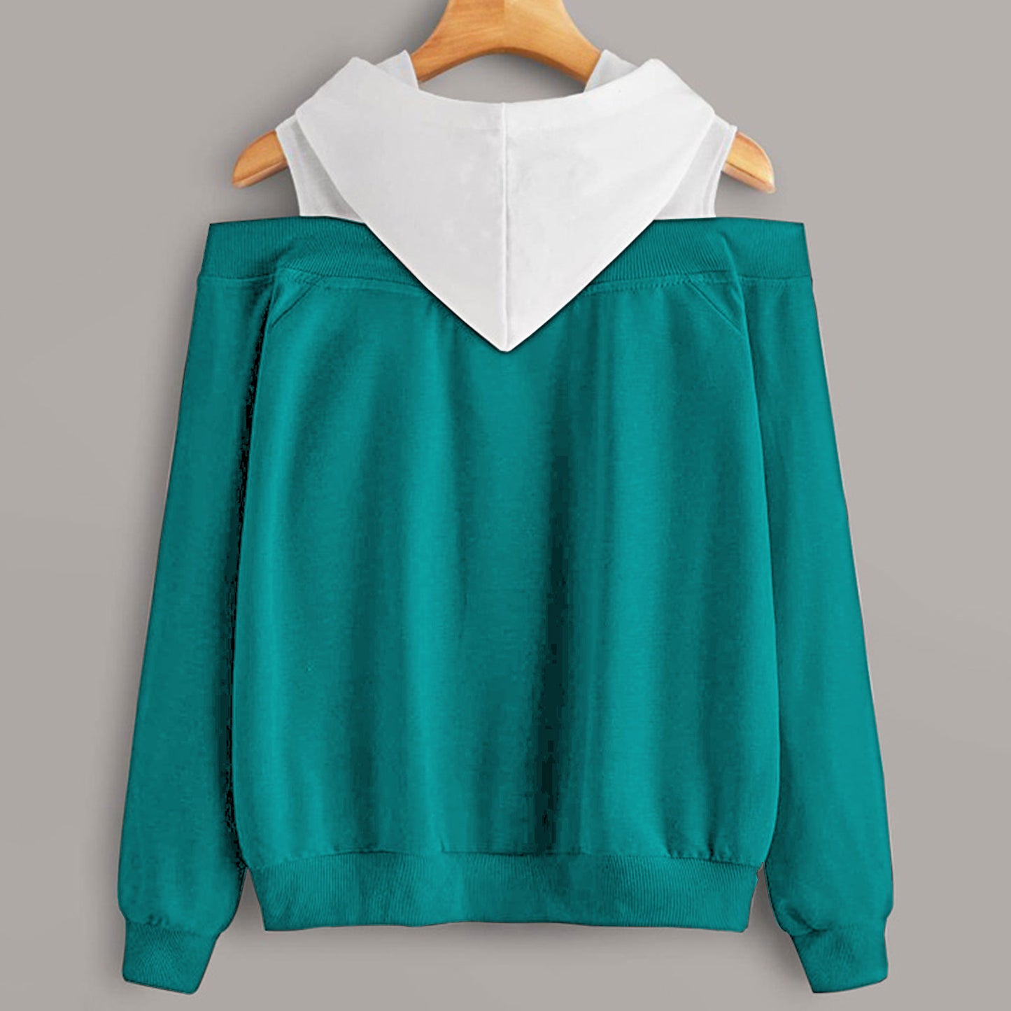 2 In 1 Colorblock Cold Shoulder Hoodie