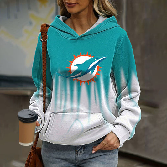 Casual loose contrast printed Hoodie