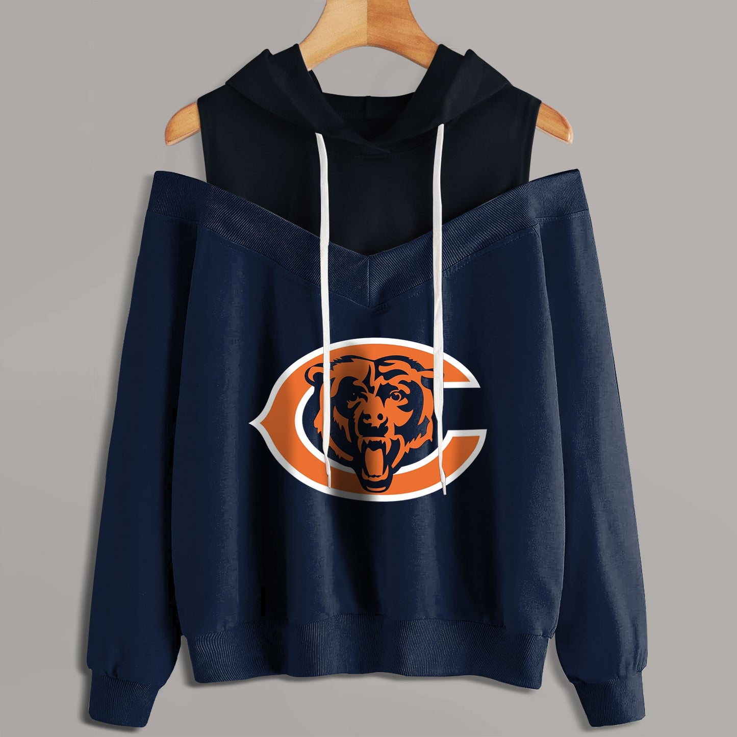 2 In 1 Colorblock Cold Shoulder Hoodie