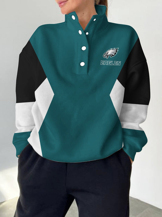 Philadelphia Eagles 2025 New Design Casual Snap  Mockneck Pullover