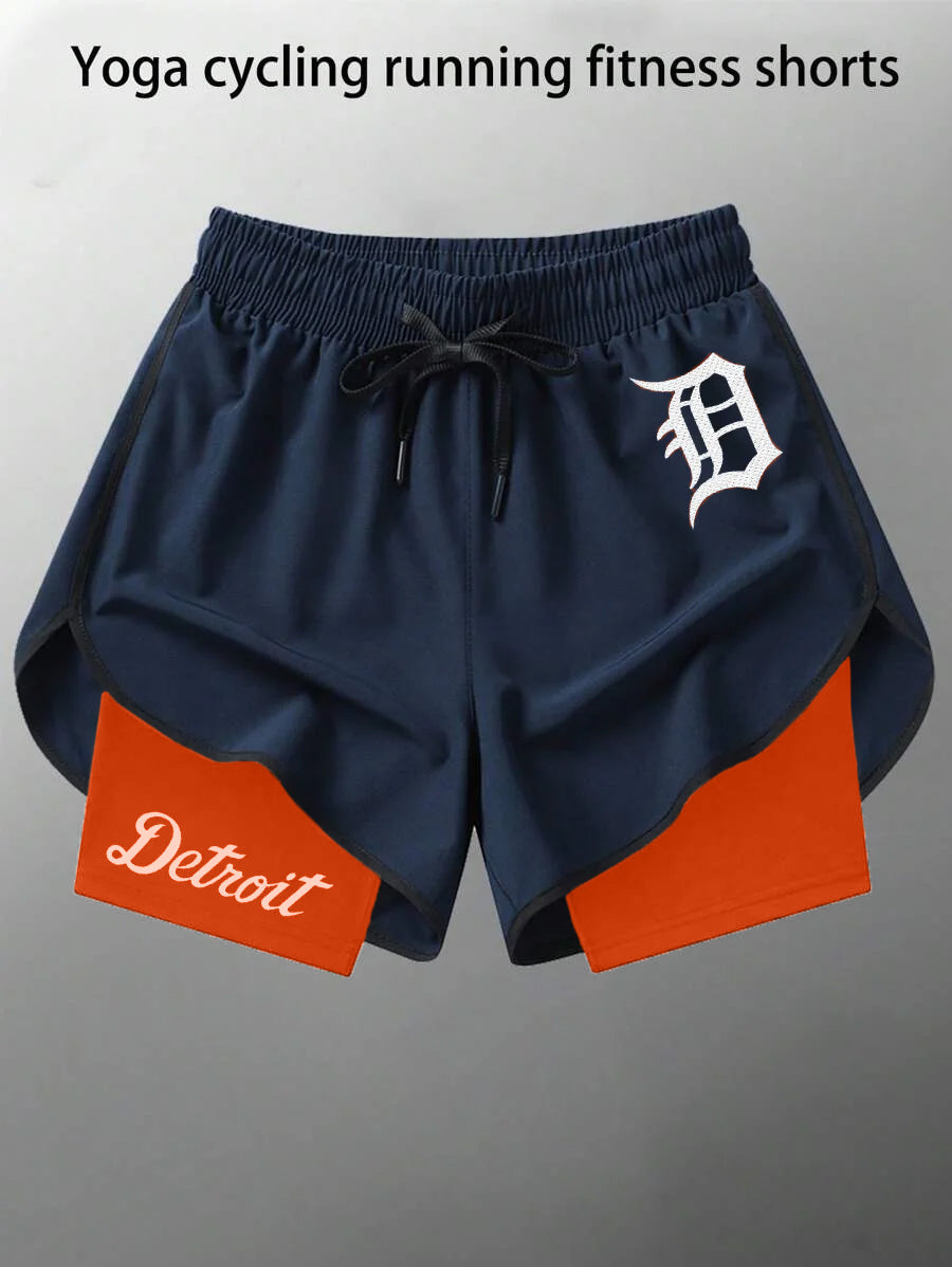 (2-In-1) Women's Athletic Shorts | Quick-Dry Polyester & Elastane Blend