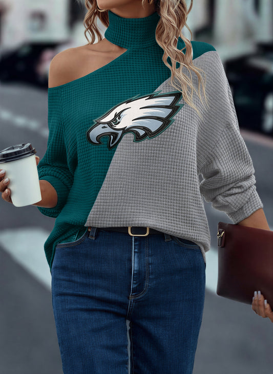 Casual Colorblock Off Shoulder T-Shirt