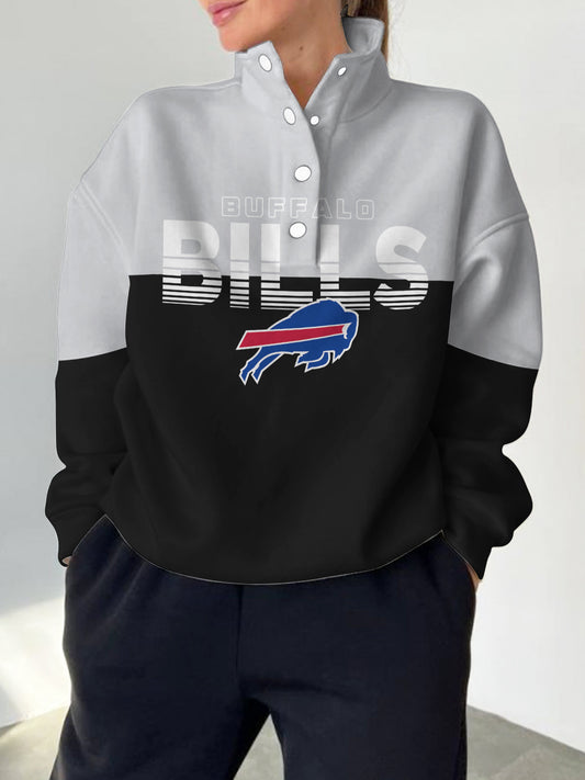 Buffalo Bills 2025 New Design Casual Snap  Mockneck Pullover